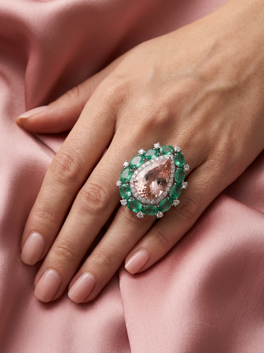 Diamond ring on silk